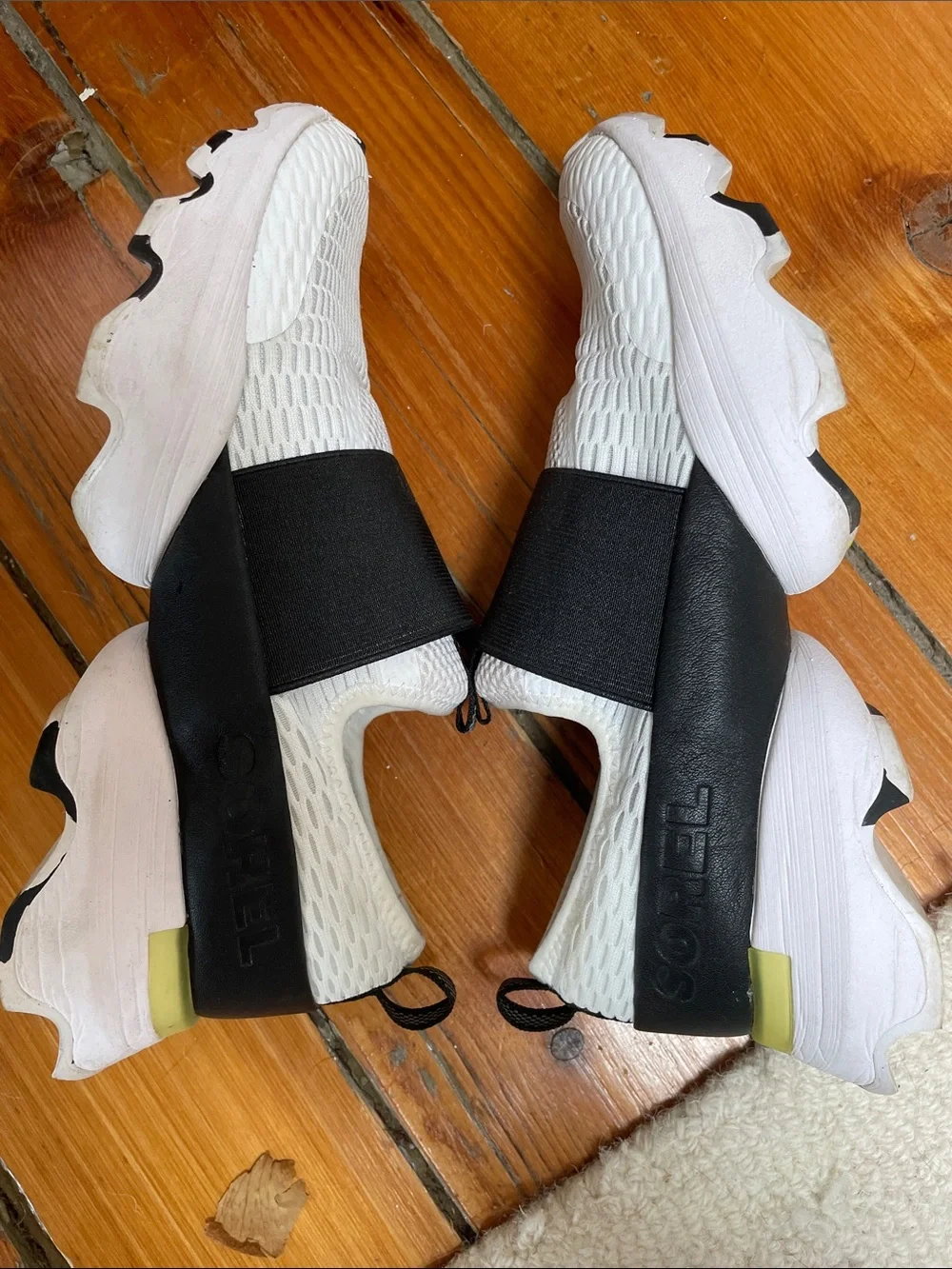 Sorel White Slip-On Sneakers with Black Strap